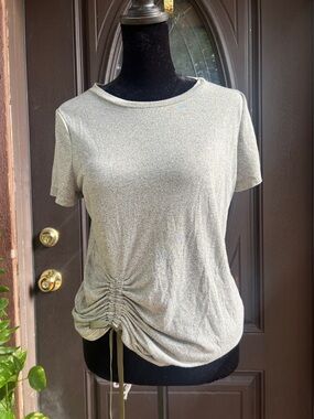 St. John's Bay Silver Short-Sleeve Ruched Side Tee